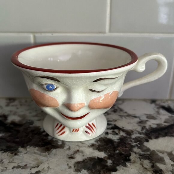 Vintage Set of 2 Staffordshire England Winking Tea Cups - Picture 3 of 10